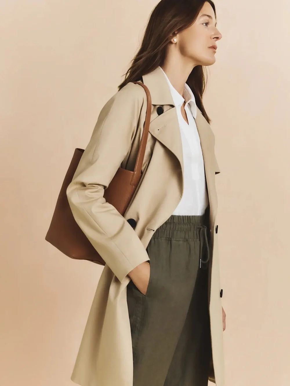 Quince | Linen Wide Leg Olive Green Pants Drawstring Chinos XL